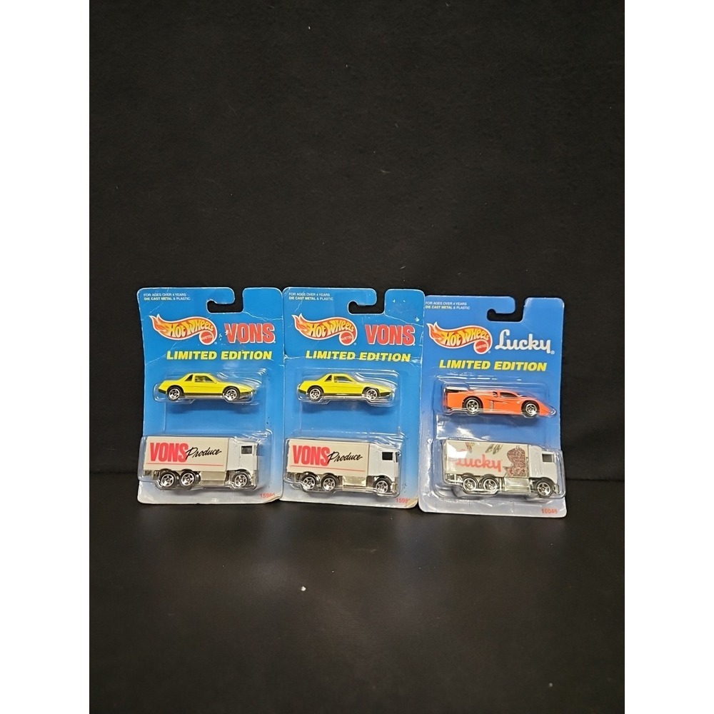 1996 Vintage Hot Wheels Limited Edition 2 Car Pack Lucky Truck w/ GT RACER All 3